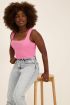Roze top met rib & vierkante hals | My Jewellery