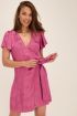 Roze satijnen look wikkeljurk met bloemen | My Jewellery