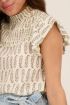 Witte paisley print top met smock & ruffles | My Jewellery