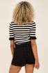 Zwart-wit gestreepte top met rib | My Jewellery