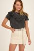 Donkergrijs T-shirt met ruffles & studs | My Jewellery