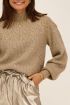 Beige trui met gedetailleerde overloop col | My Jewellery