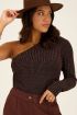 Zwarte one shoulder top met gekleurde lurex | My Jewellery