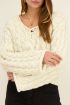 White cable knit sweater with drawstring | My Jewellery