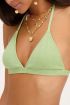 Green triangle bikini top with ruffle & rib | My Jewellery