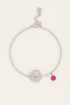 MOOD armband met bedel & roze steen
