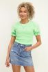 Groene smock top met ruffle pofmouw