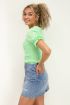 Groene smock top met ruffle pofmouw