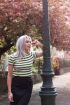 Neon groene ribstof top gestreept, ribstof top