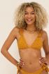 Okergele triangel bikini top met bloemenprint & ruffles | My Jewellery