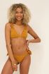 Okergele triangel bikini top met bloemenprint & ruffles | My Jewellery