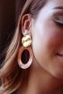 Oranje oorhangers ovaal met glitters, grote oorbellen My Jewellery