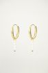 Hoop earrings with rod and pearls, pearl earrings