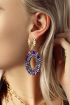 Ovale oorhangers paarse kralen, grote oorbellen My Jewellery