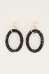 Oorhangers ringen en zwarte kralen | Oorbellen zwart My Jewellery