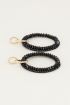 Oorhangers ringen en zwarte kralen | Oorbellen zwart My Jewellery