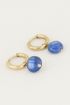 Oorringen aventurien blauw steen, oorbellen met steen