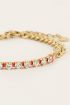 Oranje schakelarmband met transparante stenen | My Jewellery