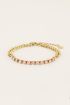 Oranje schakelarmband met transparante stenen | My Jewellery