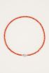 Oranje kralenketting met slotje