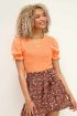 oranje smock top met pofmouw