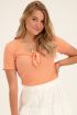 Oranje rib top met borst strik | My Jewellery