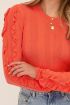 Oranje top met structuur & ruffles | My Jewellery