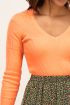 Oranje top geribbeld met V-hals | My Jewellery