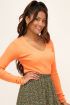 Oranje top geribbeld met V-hals | My Jewellery