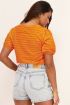 Oranje top met ribstructuur & pofmouw | My Jewellery