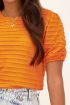 Oranje top met ribstructuur & pofmouw | My Jewellery