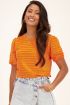Oranje top met ribstructuur & pofmouw | My Jewellery