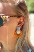 Oranje oorhangers bamboe & print My Jewellery