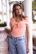Oranje rib top met borst strik | My Jewellery