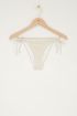 Gold-white striped bikini bottoms with ties and pearls | My Jewellery