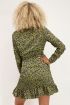 Groene overslag jurk met flock print