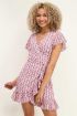 Roze wikkeljurk met boho print