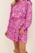 Paarse jurk met ruffles & bloemenprint | My Jewellery