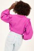 Paarse linnen blouse met ruffles