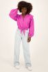 Paarse linnen blouse met ruffles