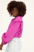 Paarse linnen blouse met ruffles