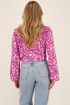 Paarse ruffle blouse met bloemenprint | My Jewellery