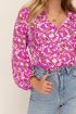 Paarse ruffle blouse met bloemenprint | My Jewellery