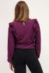 Paarse top met ruffles en structuur