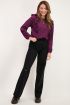 Paarse top met ruffles en structuur