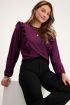 Paarse top met ruffles en structuur