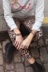 Leopard pantalon suedine zwart bruin, Pantalon My Jewellery