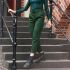 Groen blauwe pantalon met riem
