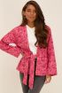 Roze kimono met rode bloemenprint | My Jewellery
