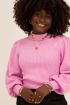 Roze rib coltrui met pofmouwen | My Jewellery